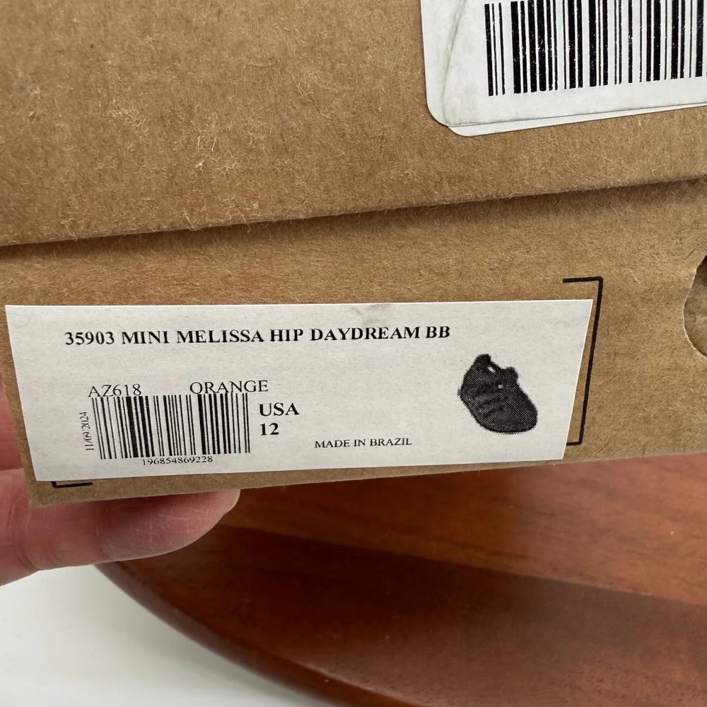 Mini Melissa Hip Daydream BB Orange Jelly‎ Sandals Kids Size 12 Vegan 35903